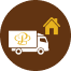 Icons of delivery truck and house